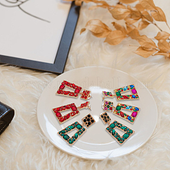 3 пара сережек-гвоздиков в форме прямоугольника с трапециевидными подвесками и стразами двух цветов&nbsp;EJEW-AN0001-03