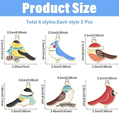 12шт 6 цвета сплава эмалевые подвески&nbsp;ENAM-YW0006-66