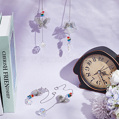 8 шт. 8 стиля латунные полые подвесные украшения в виде сердца/совы/ангела/бабочки&nbsp;HJEW-AN0001-03