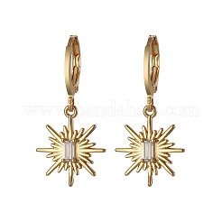 Комплекты из подвесок и серег-колец из прозрачных кубических цирконий с микропаве из солнечной латуни FS-WG1EB67-01