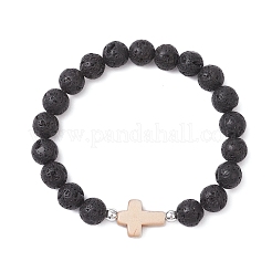 Браслеты из натуральной лавы и синтетической бирюзы для мужчин и женщин BJEW-JB12226-02