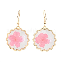 Ohrringe aus Legierung und getrockneten Blumen&nbsp;AL-Z001-03G