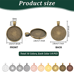100 Stück 10 Stile Zinklegierung Anhänger Cabochon-Einstellungen&nbsp;FIND-PH0024-81