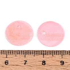 スプレー塗装された天然カピス貝のディスクチャーム  ピンク  15x0.5~1mm  穴：1.2~1.5mm&nbsp;X1-BSHE-T014-02A