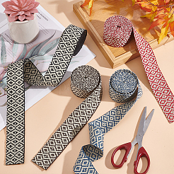 4 прядь 4-х цветных поликоттоновых жаккардовых лент с ромбовидным принтом SRIB-BC0001-20