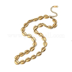 Halsketten aus Edelstahl 304 mit Gliederkette in Form einer Kaurimuschel für Damen&nbsp;NJEW-K310-01G