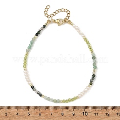 Tobilleras redondas facetadas con degradado de ágata musgosa natural&nbsp;AJEW-AN00873-01