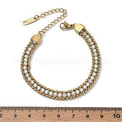 Bracelets de tennis en acier inoxydable 304 ornés de strass et de chaînes torsadées&nbsp;SA-CBABBEA-04G-04