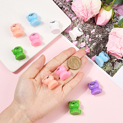 24 шт. 6-х цветные пластиковые украшения в форме кошки&nbsp;DJEW-SP0001-14