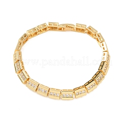 Rechteckige Gliederarmbänder aus Messing mit Mikropavé-Fassung aus klaren Zirkonia für Damen&nbsp;BJEW-F530-03G