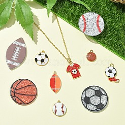 Kits de pendentifs en émail et en acrylique en forme de ballon de sport&nbsp;FIND-YW0006-57