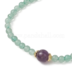 Браслеты из натуральных зеленых бусин авантюрина и аметиста для женщин&nbsp;BJEW-JB11928-02