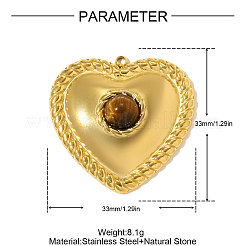 Подвески из нержавеющей стали 304 с натуральным тигровым глазом&nbsp;STAS-OY010-43G