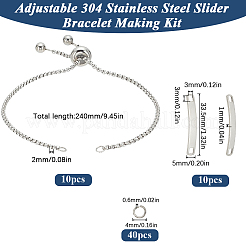 10шт регулируемый слайдер из нержавеющей стали 304 для изготовления браслета&nbsp;DIY-SC0026-30B