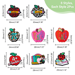 16 шт. 8 стиля силиконовые фокусные бусины в форме яблока ко Дню учителя SIL-DC0001-59