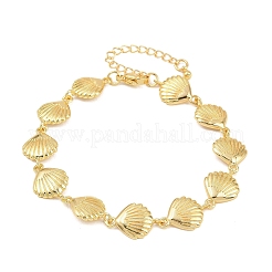 Браслеты-цепочки из латуни в форме ракушек для женщин&nbsp;BJEW-K248-07C-G