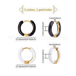 2 пара 2-цветных двухцветных массивных серег-колец из нержавеющей стали 304 с эмалью для женщин&nbsp;EJEW-DC0001-38A