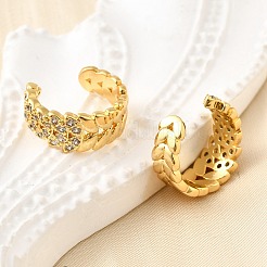 Латунные серьги-манжеты из прозрачного кубического циркония EJEW-K309-15G