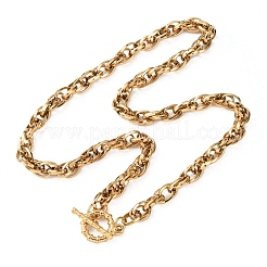 7mm 304ステンレススチールロープチェーンネックレス（留め具付き、男女兼用）  18KGP本金メッキ  19.88インチ（50.5cm）&nbsp;NJEW-P355-01B-G