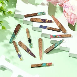 12шт 6 стиля подвески из прозрачной смолы и орехового дерева&nbsp;RESI-YW0002-13