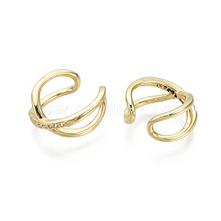 Латунные серьги-манжеты из прозрачного кубического циркония EJEW-R114-014-NF