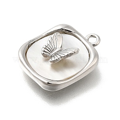 Подвески из латуни с натуральными белыми ракушками&nbsp;KK-U061-07P