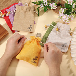 24 sac à cordon en tissu imprimé de fleurs bicolore&nbsp;ABAG-CA0001-22C