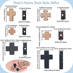 120шт 6 стиля натуральных деревянных бусин&nbsp;WOOD-SC0002-21