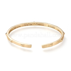 Браслеты-манжеты с прозрачным кубическим цирконием из латуни с микропаве&nbsp;BJEW-F411-05G