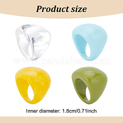 4 шт. набор из 4-х цветных колец из смолы с широким куполом для женщин RJEW-AN0001-10