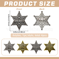 4 broche de estrella de aleación de sheriff adjunto vintage de 4 estilos&nbsp;JEWB-FG0001-80