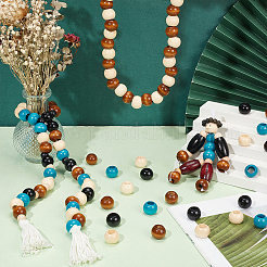 4 цвет деревянные бусины с большими отверстиями WOOD-FG0001-52