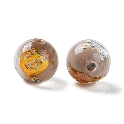 Ручной работы золотые и серебряные бусины Lampwork фольги&nbsp;GLAA-G107-07A-07
