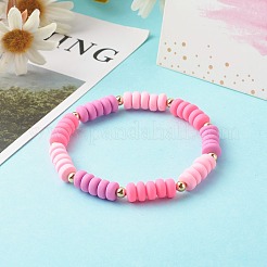 Bracciali elasticizzati fatti a mano con perle di argilla polimerica&nbsp;BJEW-JB06496