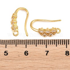 真鍮製のラインストーンのピアスフック  ゴールドカラー  15x5mm  穴：1.4mm&nbsp;KK-C261-01E-G