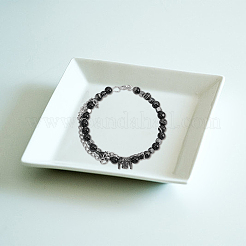 2 нити бусин из натурального черного агата G-GO0001-08