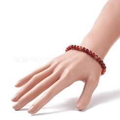 Bracelet extensible à perles rondes en agate naturelle&nbsp;BJEW-JB08614-02