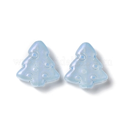 染色・加熱したガラスビーズ  金箔  バブル効果  クリスマスツリー  アリスブルー  16x15x5.5mm  穴：0.8mm&nbsp;GLAA-B009-02C
