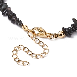 Natürliche Obsidian-Chip-Perlenkette&nbsp;NJEW-JN04616-12