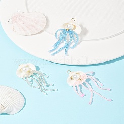 Подвески из натурального ракушечного и стеклянного жемчуга большие PALLOY-FS00031