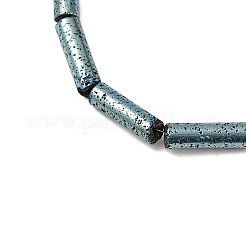 電気メッキされた天然溶岩岩ビーズ連売り  コラム  メッキグリーン  13x4mm  穴：1mm  約31個/連  15.35''~15.75''（39センチメートル）&nbsp;G-K388-03B-06
