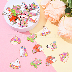 24 шт. 6 стиля эмалевые подвески в виде животных и цветов&nbsp;ENAM-YW0005-47