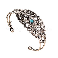 Браслеты-манжеты из цветочного сплава с синтетической бирюзой для женщин FS-WGF47CA-01