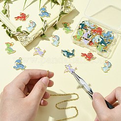 30個6スタイルアロイエナメルペンダント  18KGP本金メッキ  ミックスシェイプチャーム  ミックスカラー  18.5~23.5x16~24x2mm  穴：2~2.5mm  5個/スタイル&nbsp;ENAM-CJ0006-47