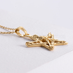 Винтажные готические ожерелья из нержавеющей стали с подвеской в виде скелета-пентаграммы для женщин и мужчин WQ3866