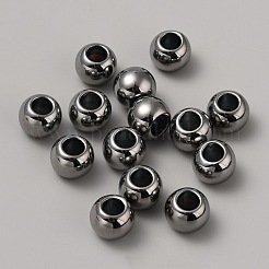 CCBプラスチックヨーロピアンビーズ  大穴ビーズ  ラウンド  ガンメタ色  12x9.8mm  穴：5.8mm  50個/袋&nbsp;CCB-TAC0004-01E-B