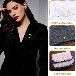 4 pieza de broche de solapa de acero inoxidable con forma de cruz para mochila y ropa.&nbsp;JEWB-GA0001-53G