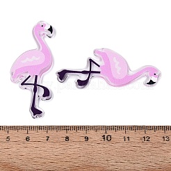 透明アクリルビッグペンダント  フラミンゴ  プラム  55x22x2mm  穴：1.2mm&nbsp;ENAM-D045-01A