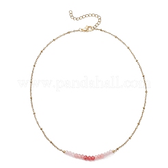 Collane con catena satellitare in acciaio inossidabile 304 con perline sfaccettate in giada malese naturale tinta&nbsp;NJEW-JN05783-01