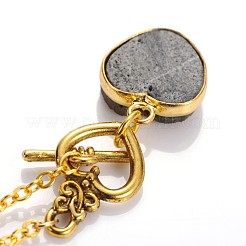 Colliers de lariat en cristal druzy naturel galvanoplastie coeur saint valentin&nbsp;NJEW-JN01143